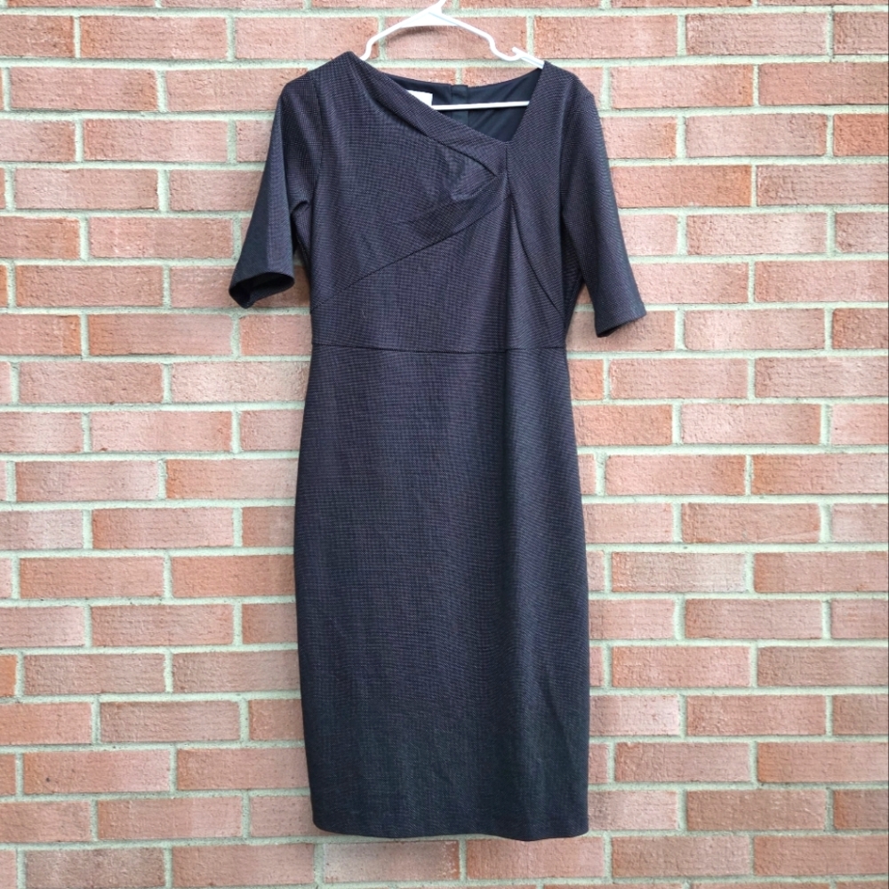Hobbs London Origami Short Sleeve Career Office Sheath Dress Charcoal Size 8